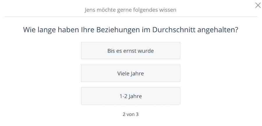 Παράδειγμα ερώτησης φλερτ στο Zusammen.de